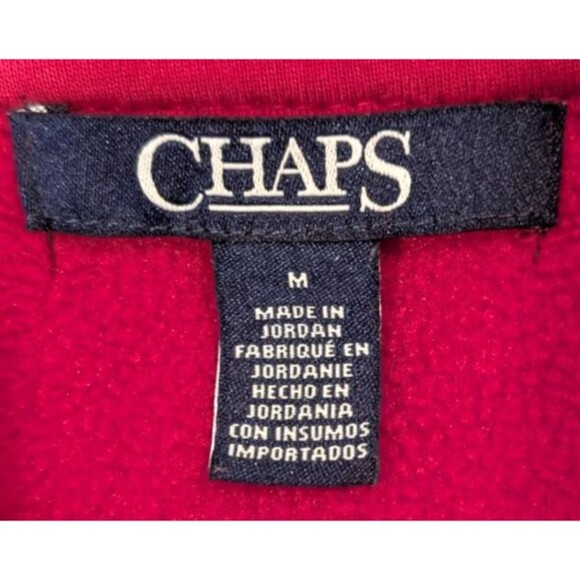 Chaps by Ralph Lauren Women's MEDIUM Fleece Vest Full Zip Red Collared Pockets - Picture 3 of 15